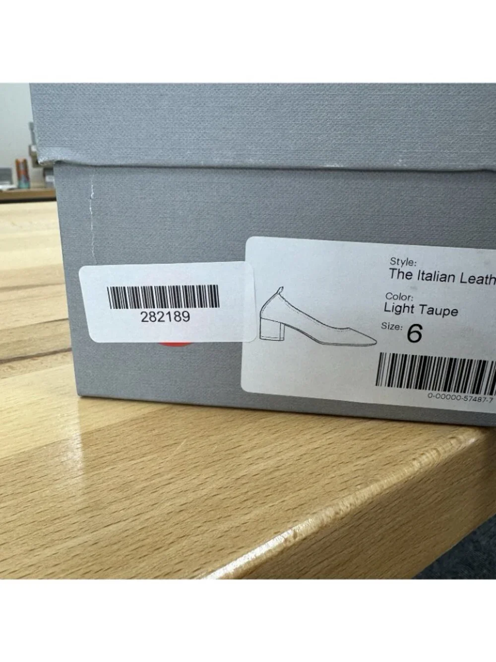 Everlane Italian Leather Day Heel Light Taupe 6 Women's Elastic Back Comfort